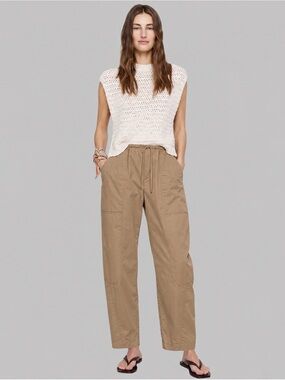 Banana Republic 100% Cotton Barrel Leg Utility Pants Tan Beige Size L